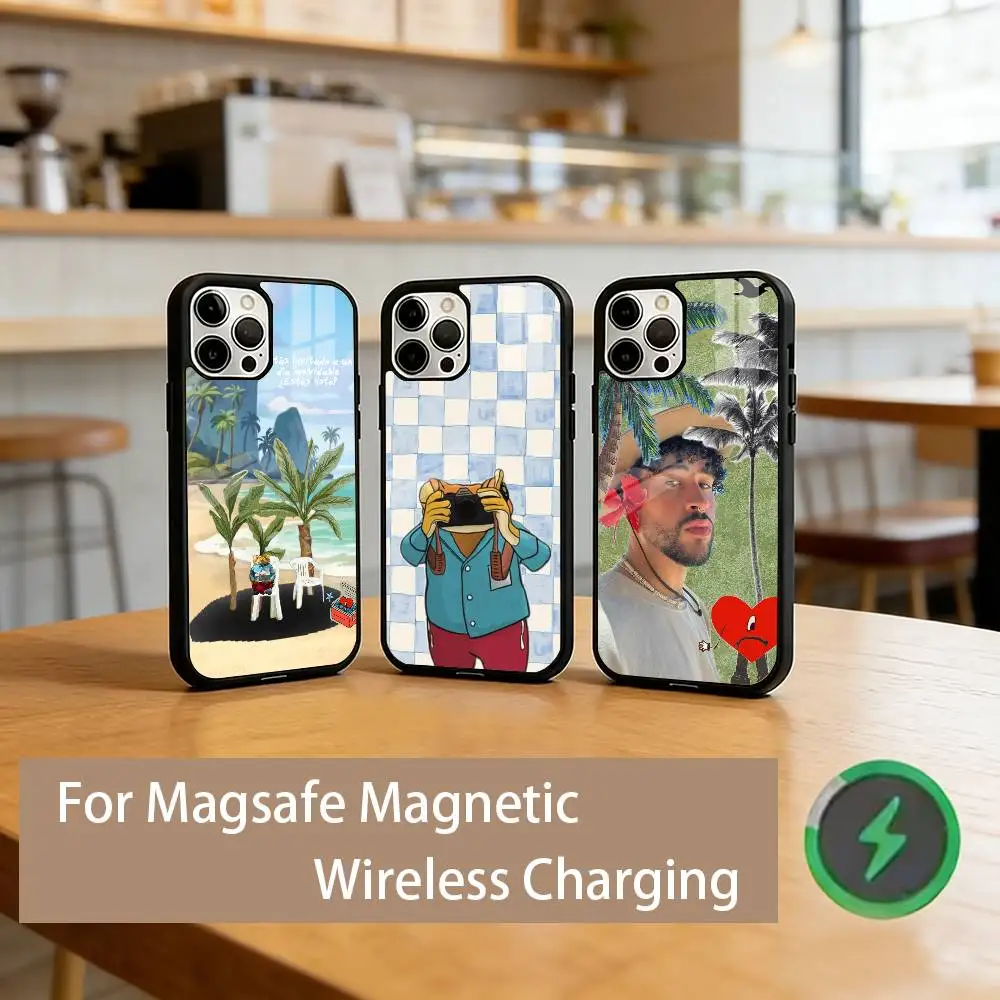 

B-Bad B-Bunny Singer Phone Case For iPhone17,16,15,14,13,12,11 Plus,Pro Magnetic with Magsafe Wireless Charging