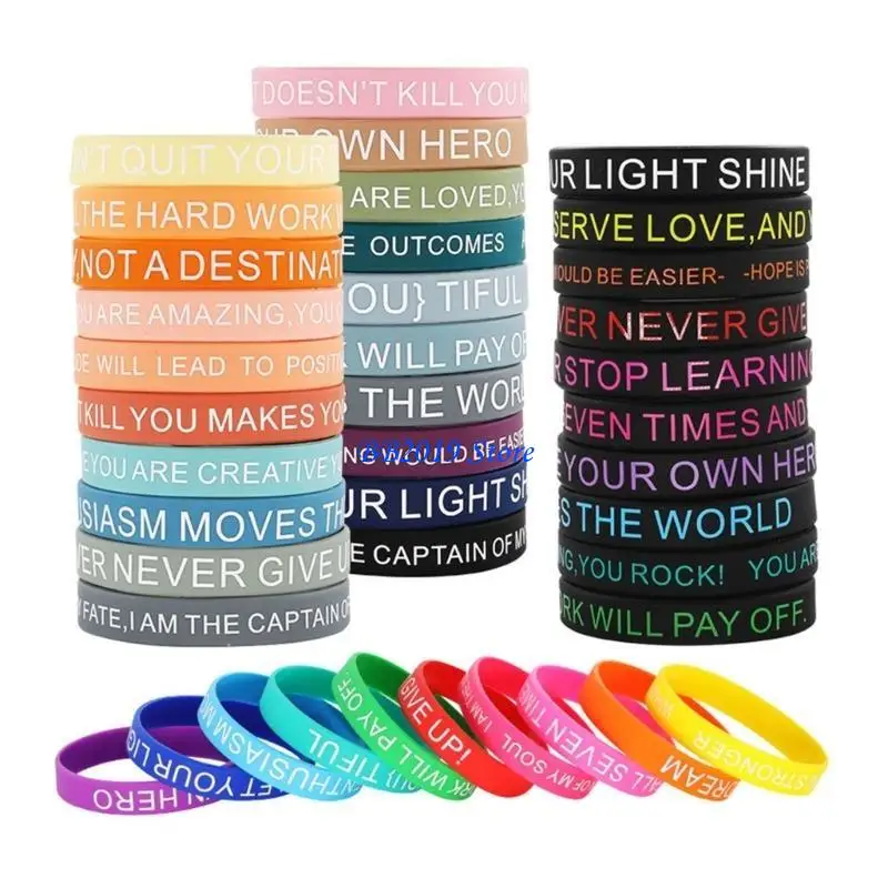 Q0KB Bulk 20 Braccialetti in silicone con affermazioni positive Braccialetti motivazionali ispirativi per studenti e colleghi