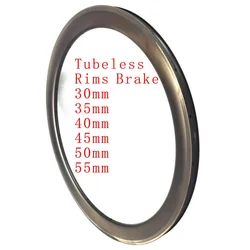 Rim Brake 700C Tubeless Road Carbon Rim 30mm 35mm 45mm 50mm 55mm 60mm Bicycle Rims 25mm External Width 18mm Internal Wide