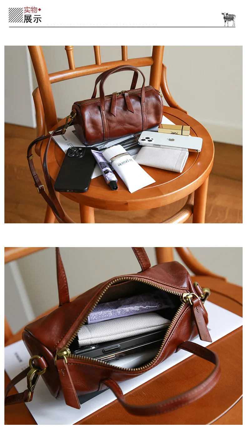 PNDME modische, lässige, handgefertigte Damenhandtasche aus erster Schicht Leder, schlichte, Vintage-Optik, echtes Leder, niedliche Mini-Umhängetasche für Damen – Detail 3