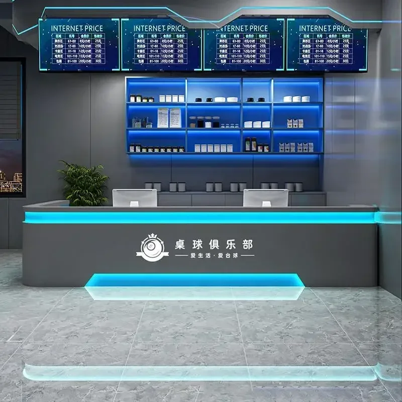 Industrial style billiard hall bar e-sports, foot bath KTV gym, bar reception counter