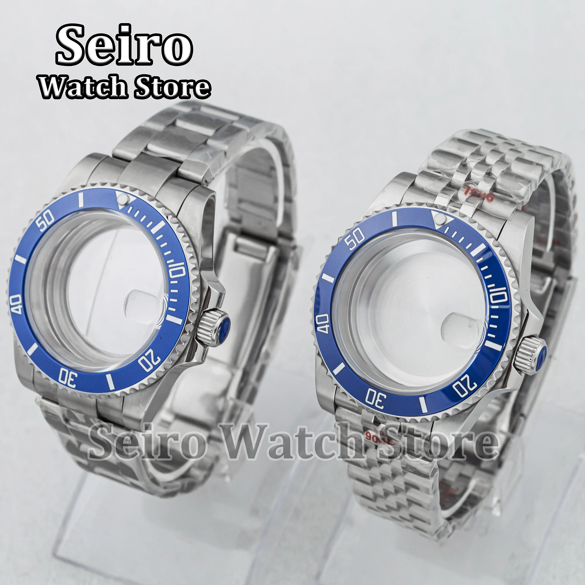 

Silver 40mm NH35 Case 20mm Stainless Steel Strap Blue SUB 10ATM Waterproof for NH34 NH36 Movement Watch Parts Replacements