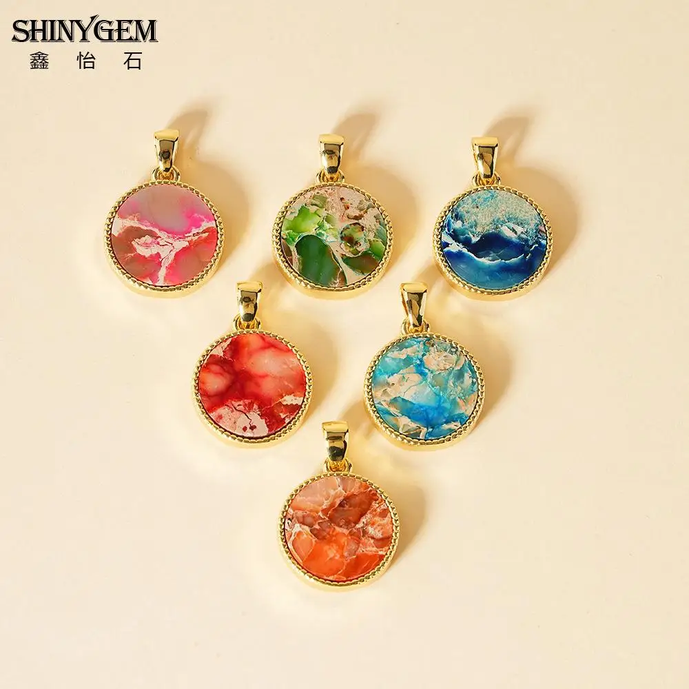 

SHINYGEM Natural Imperial Jasper Stone Round Pendant Necklace Female Scene Accessories Male Necklace Jewelry Charm