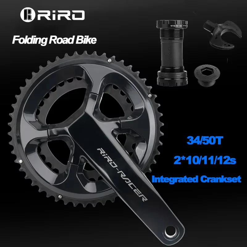 

RIRO Bicycle Crankset 10/11/12S 50/34T Sprockets Hollow Double Chainrings 170MM Direct Mount Road Bike Crankset Cycling Parts