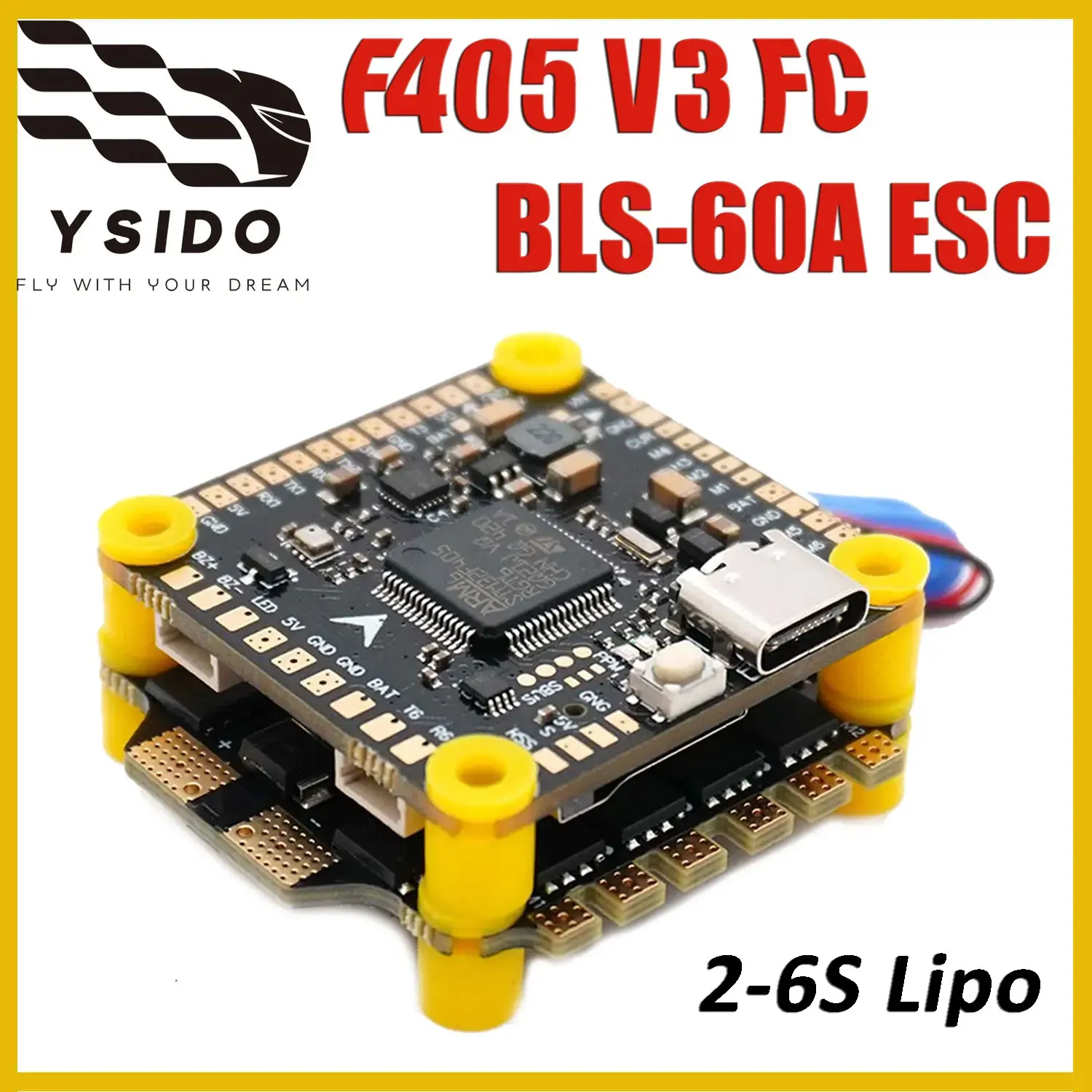 YSIDO F405 V3 Flight Control BLS60A 4in1 ESC Stack 2-6S Lipo For RC Mark4 5in 7in 10in FPV Racing Drone Plane Quadcopter