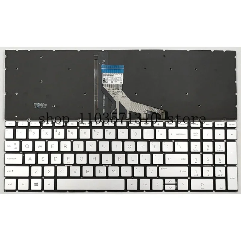 New For HP 15-DU 15-DW 15-DW0037WM 15-DW0081WM 15-DW0083WM 15-DW1024WM 15-DW1081WM 15S-DU Laptop Keyboard US Silver With Backlit