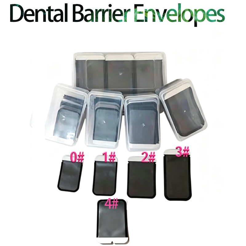 200PCS Dental X-ray Barrier Envelopes Black 4 Sizes Dentist Film Protection Bag for X Tray