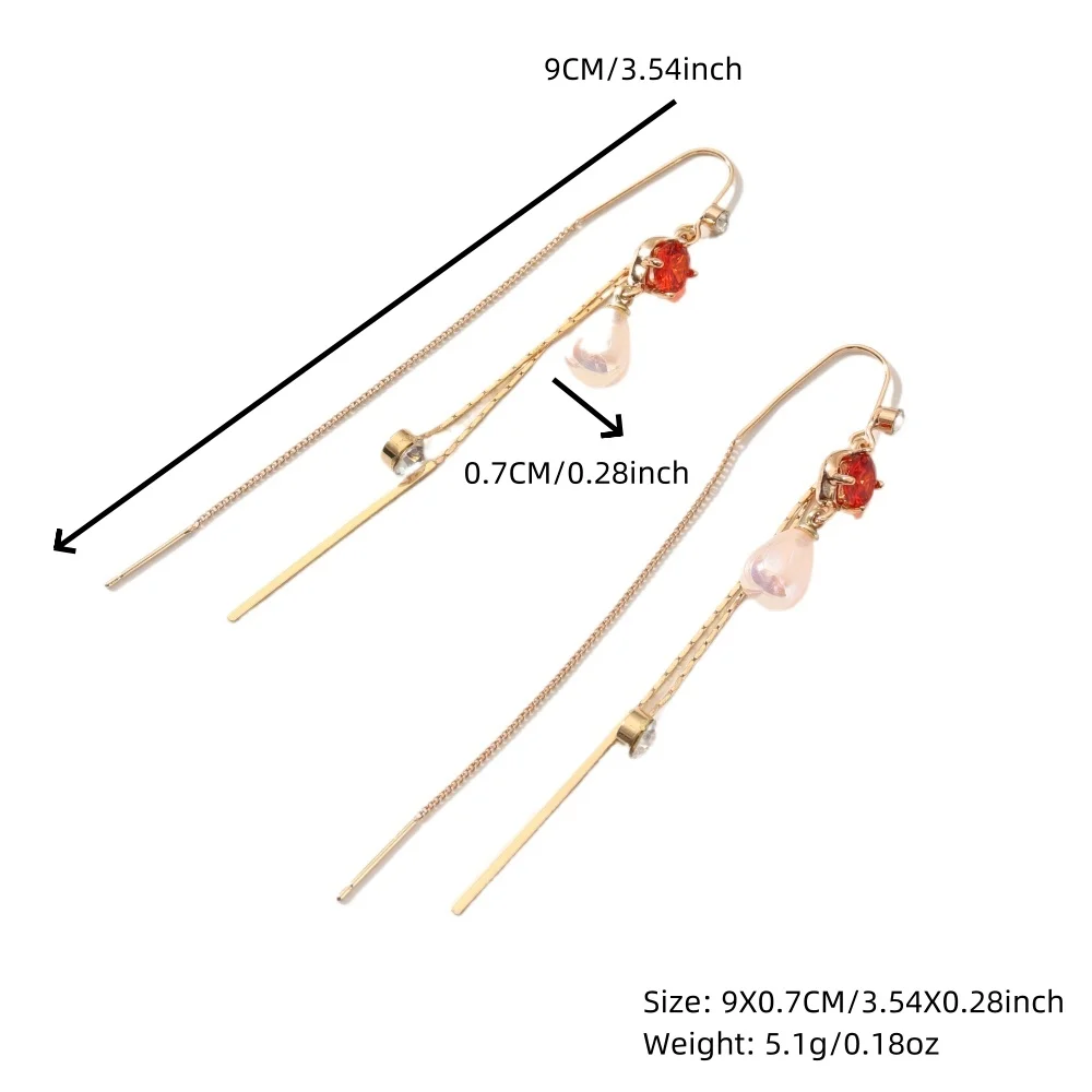 Imitation Pearls Ear Line Long Hanging Dangle Earrings for Women Colorful Zirconia Piercing Threader Earing Jewelry Accessories