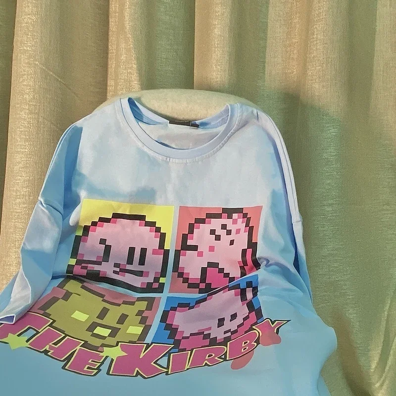 Anime Pixel Kirby Cartoon Print T-shirt Men Women Summer Fashion Casual Short-sleeved Round Neck T Shirt Unisex Couple Clothing