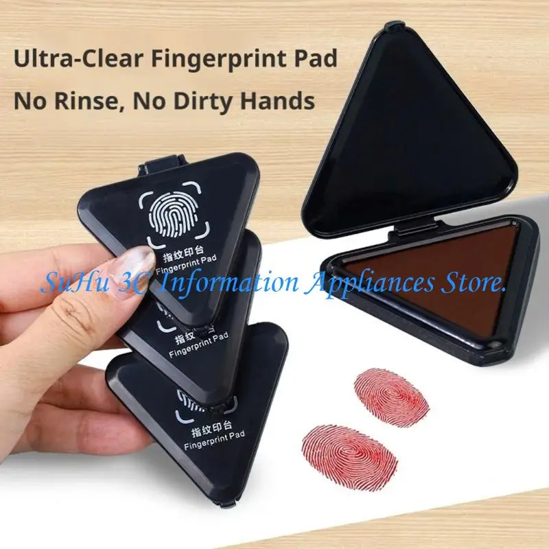 Fingerprint Impressions Pad for Forms and Files, Compacts Round Hinged Case with Attached Closing Lid and English Label