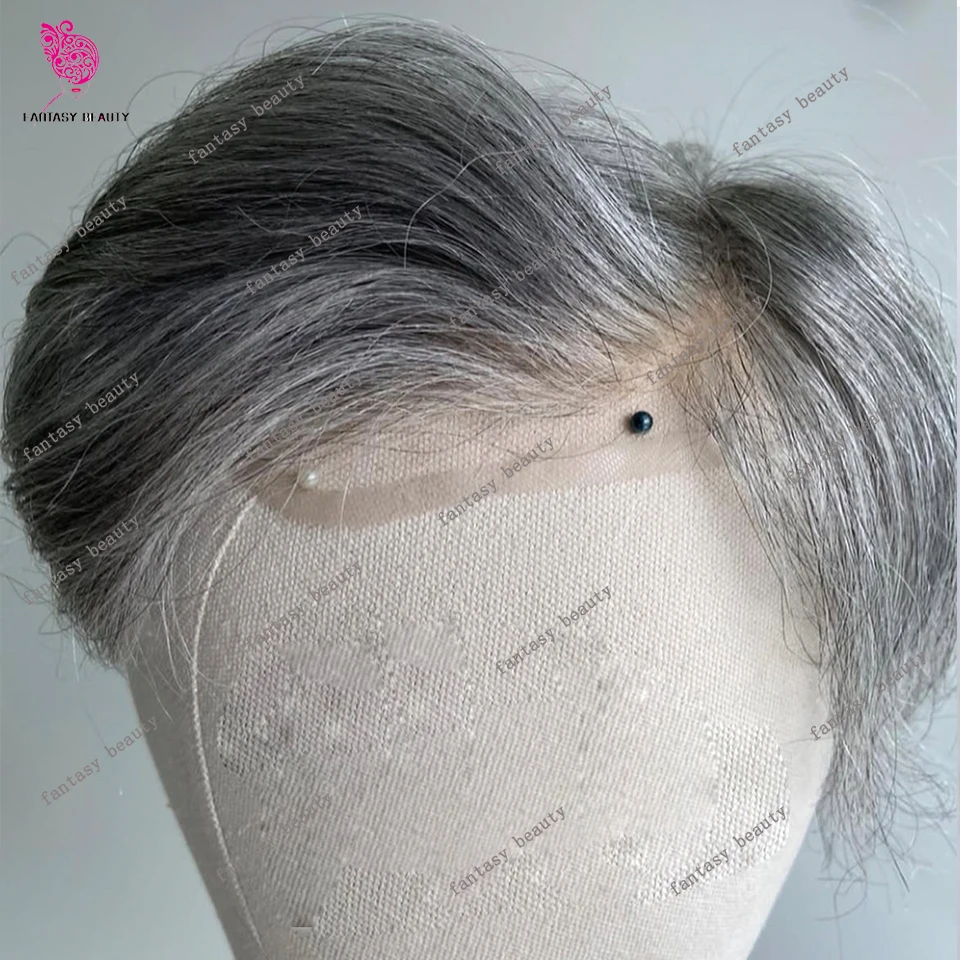 1B80 1b50 الرجال Q6 الشعرية الاصطناعية عقدة التبييض لينة السويسري الدانتيل و رقيقة بولي Base قاعدة الرجال الشعر المستعار 100% رجل أوروبي نظام الشعر البشري