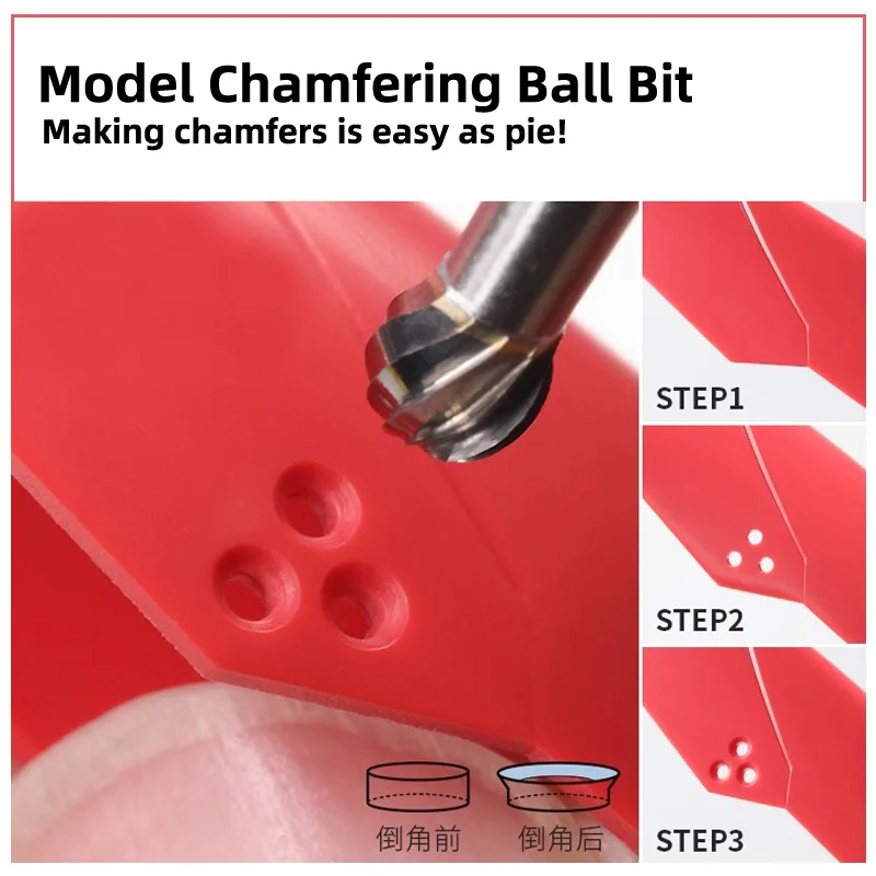 Model Chamfering Ball Bit Pill Shape Detail Change Tool Making round hole chamfer details 2.0-5.0mm For Gundam Military Model