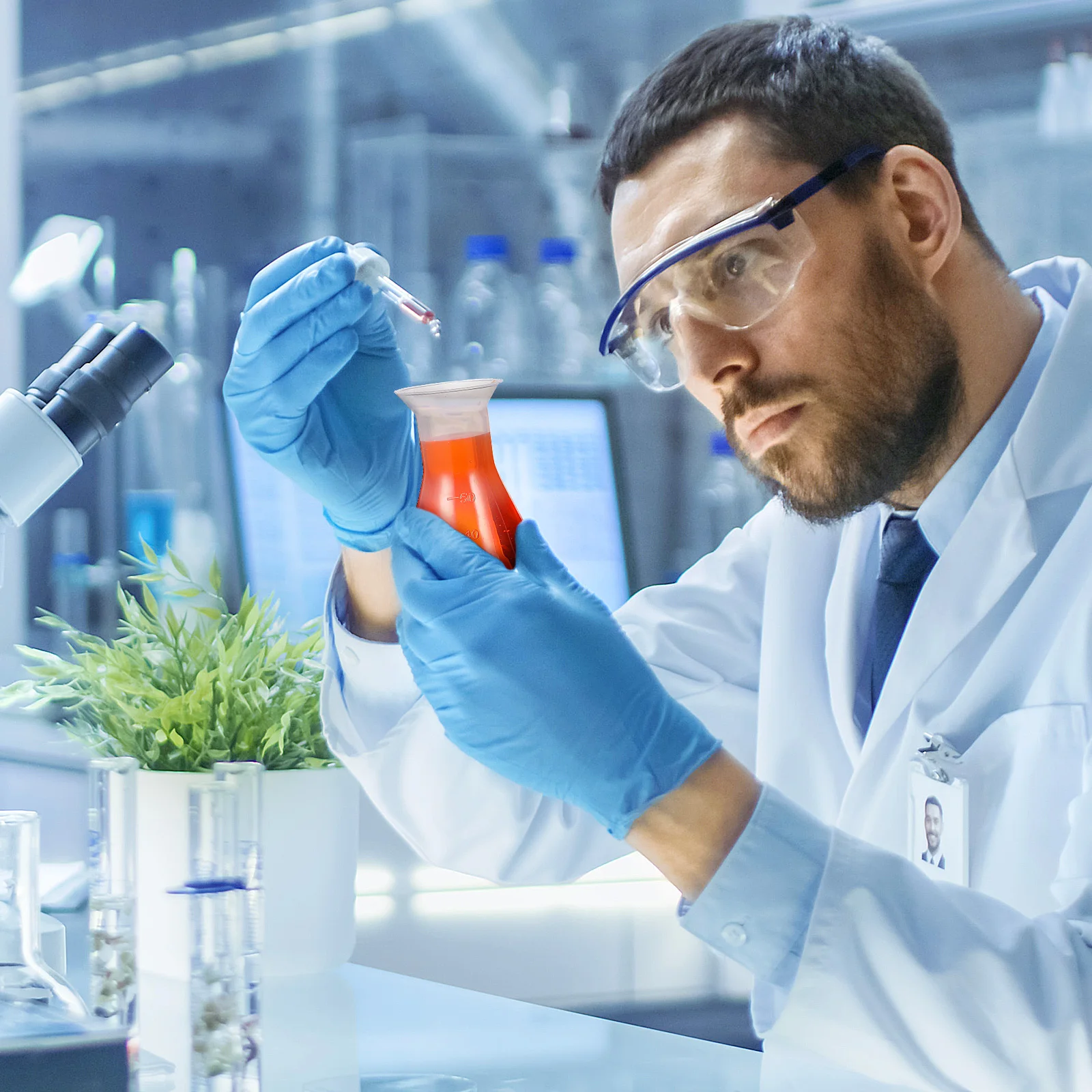 

5 pcs 50ml Plastic Conical Flask Clear PP Lab Bottle for Science Experiment Education Chemistry Transparent for Laboratory