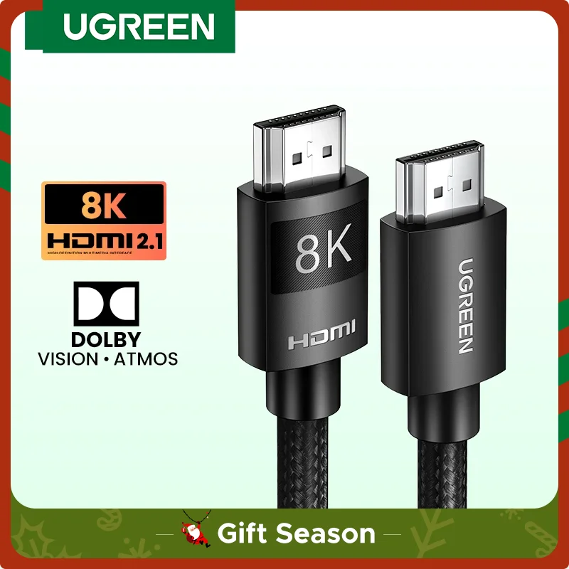 UGREEN HDMI-Compatible 2.1 Cable Ultra High-speed 8K/60Hz 4K/120Hz for Xiaomi Mi Box PS5 Splitter Cable Dolby Vision 48Gbps