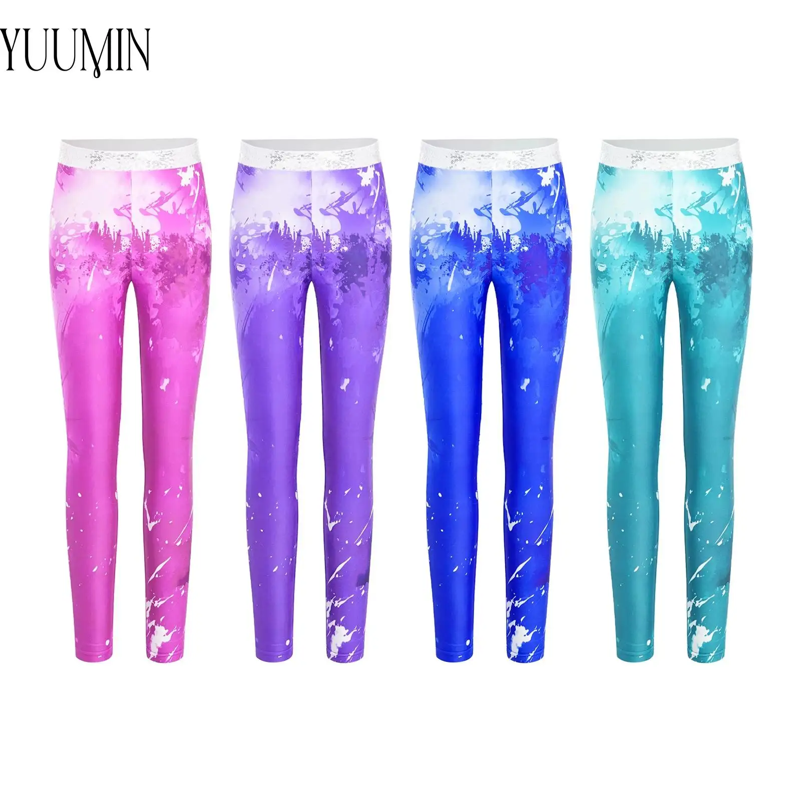 

Rhythmic Gymnastics Pants for Girls Shiny Sequins Stretchy Tight Leggings Figure Skating Dance Performance Competition Costumes