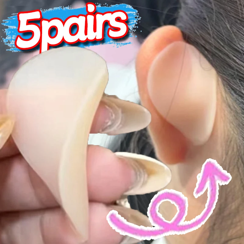 Correcteur d'oreille elfe en Silicone, 5 paires, autocollants auto-adhésifs réutilisables, quille 4D, visage en V, patchs de Support d'oreilles invisibles, cosmétiques