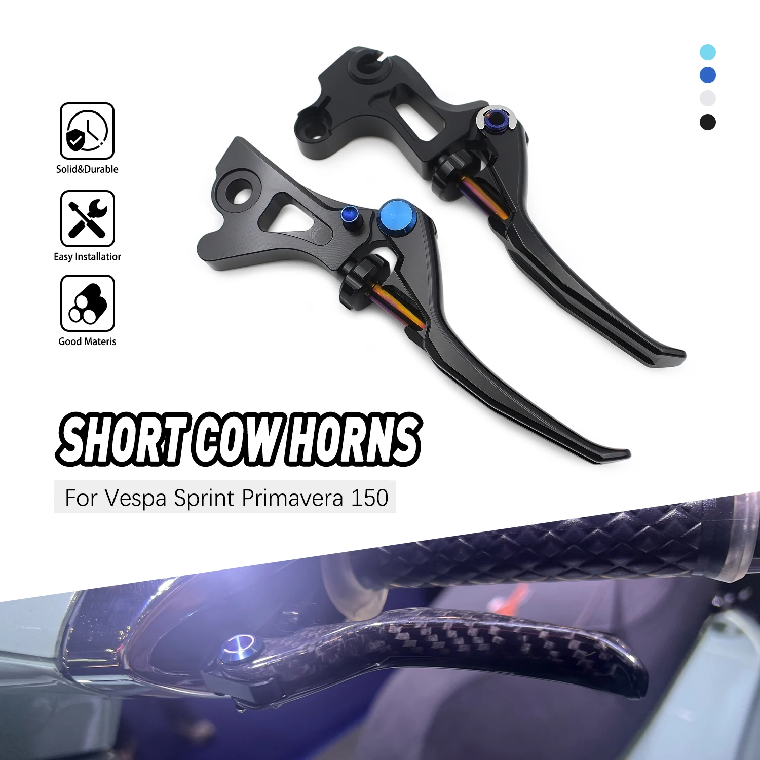 

Для мотоциклов Vespa Sprint150, Primavera150, LX150, LXV150 (2013-2021) — Алюминиевые ручки тормоза на руль