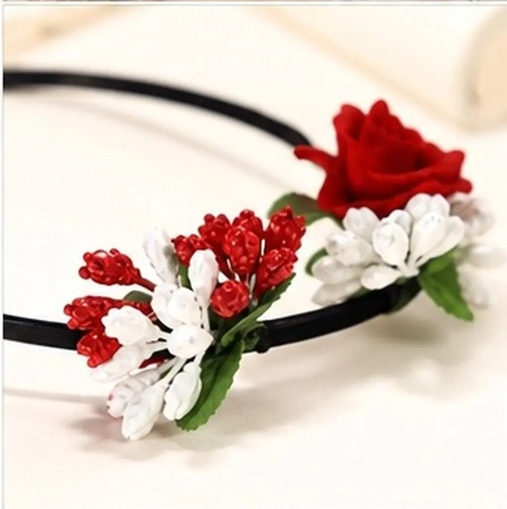 4pcs Cat Ear Headband Flower Berry Decor For Women Cute Hair Band Party Costume Festival Masquerade Prom Accessory