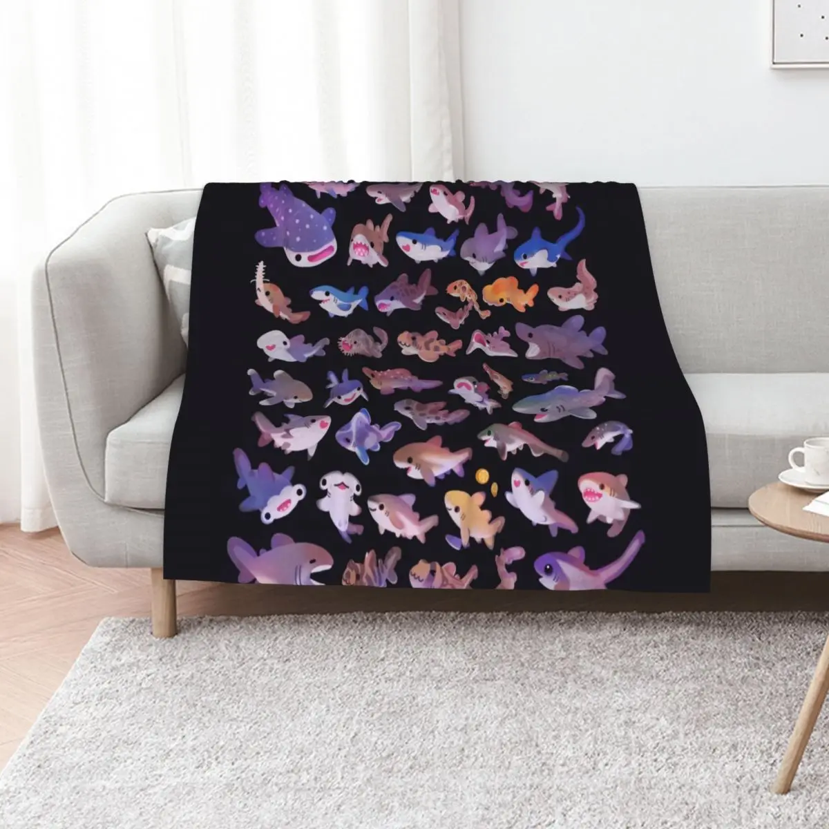 Shark day - combine Throw Blanket Soft Beds Furrys Travel Decorative Sofa funny gift Softest Blankets
