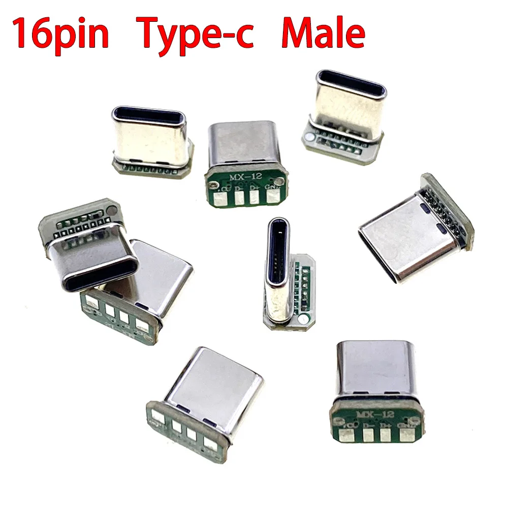 

USB 3.1 Type C Vertical Patch Board 16pin 4 Welding Wire Data Band PCB USB Board Male Head 16P Usb C Connector