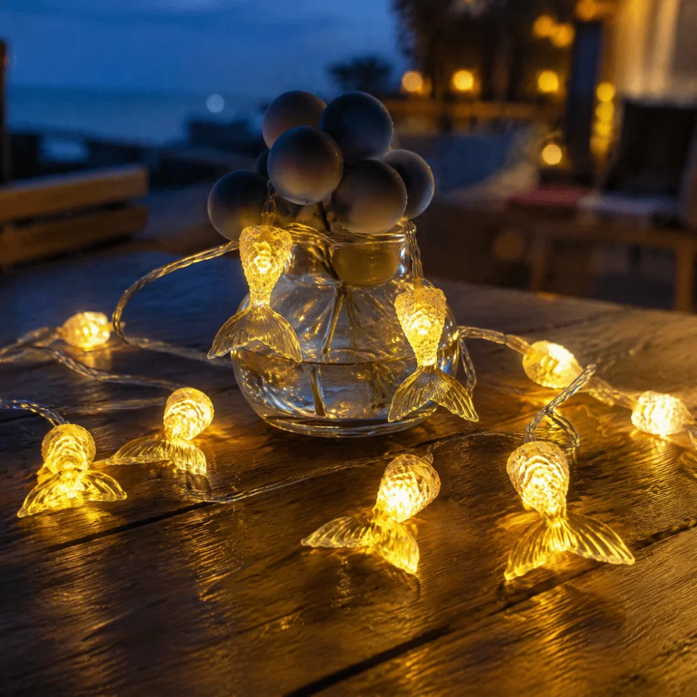 Multicolor Mermaid Tail LED String Lights Aquarium Themed Ocean Theme Fairy Light String Fairy Light LED Atmosphere Decor Lights