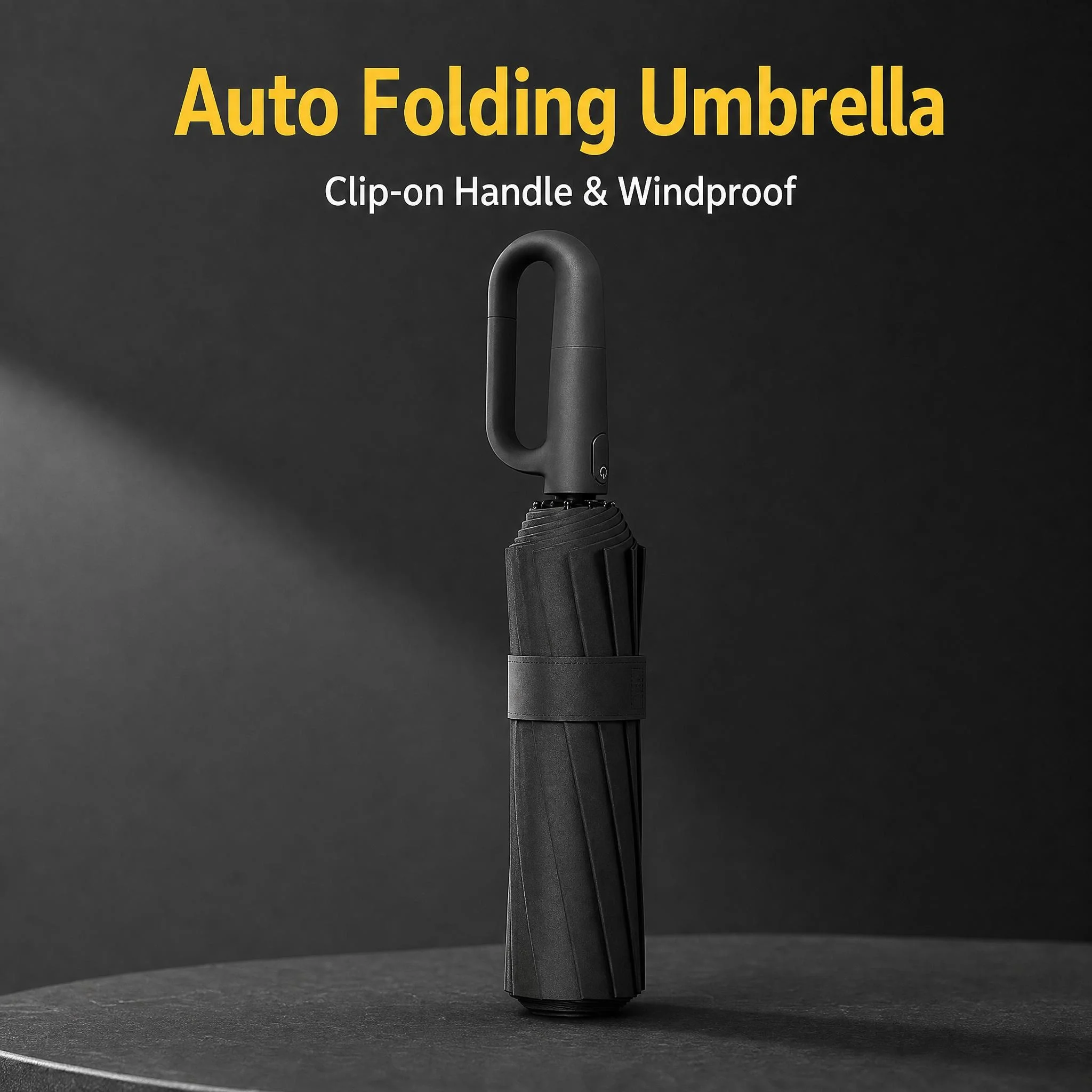 Portable Loop Folding Umbrella Reinforced Fiberglass Windproof For Outdoor One Touch Open Close