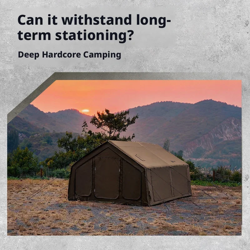 18 Square Meter Four-season Cotton Waterproof Portable Air Tent Set Camping Inflatable Design Easy Setup 2 Compartments Luxury