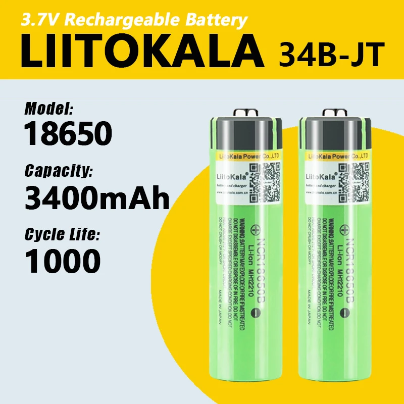 

Hot liitokala 100% New Original NCR18650B 3.7 v 3400 mah 18650 Lithium Rechargeable Battery For Flashlight batteries (NO PCB)