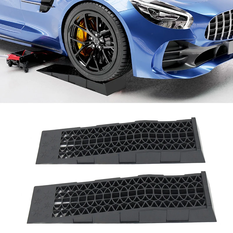 2pcs 3T Capacity Heavy Duty Car Ramps 70cm Plastic Portable Loading Access Ramps Lift Repair Maintenance Jack Lift Tool