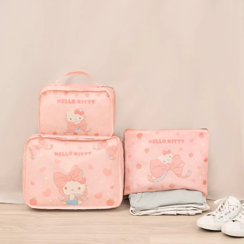 

Sanrio HelloKitty Three-piece Suit Travel Packaging Bag Kuromi Cinnamoroll Clothing Shoes Storage High-capacity Storage Washbag