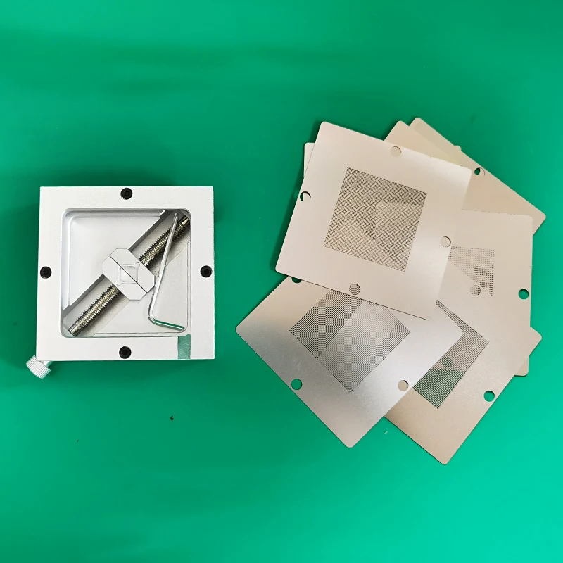 Silver BGA reballing kit 90*90mm 90x90mm reballing station with 10PCS Universal Stencil For Chip Rework Repair Soldering Kit