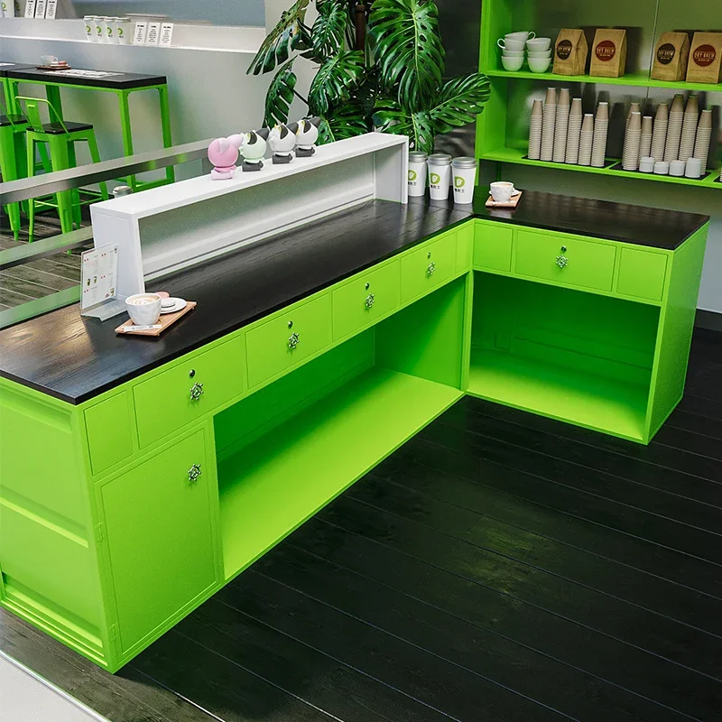 Lemon tea bar checkout page cafe creative corner counter, industrial style personalized bar counter reception desk