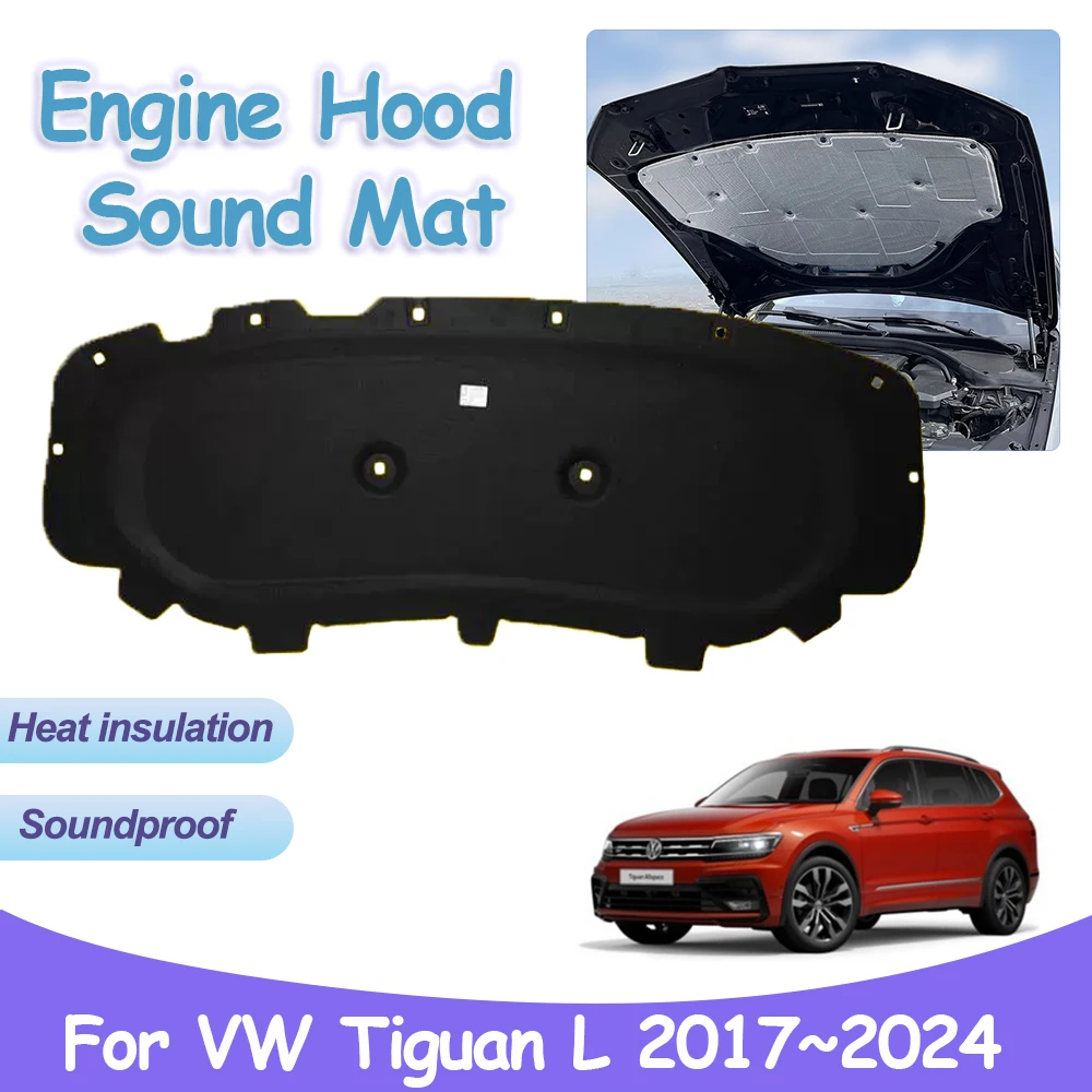 

For Volkswagen VW Tiguan L AD1 BW2 LWB 2017~2024 Car Engine Hood Sound Pad Heat Insulation Cotton Fireproof Interior Accessories