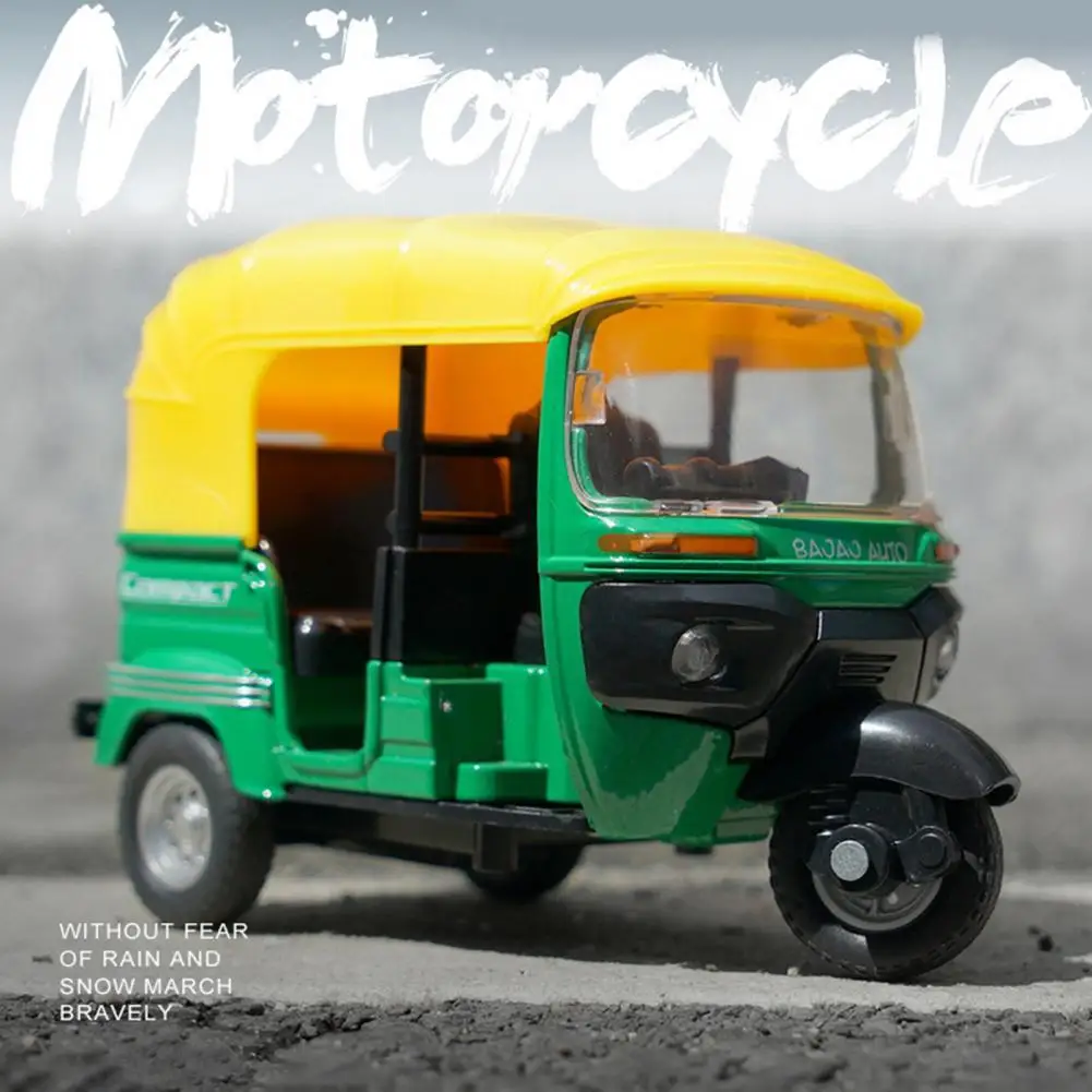 Alloy Indian Tricycle Model Alloy Sound and Light Pull Back Car Model Toy Three Wheeled Motorcycle Diecast toys for boys Gifts