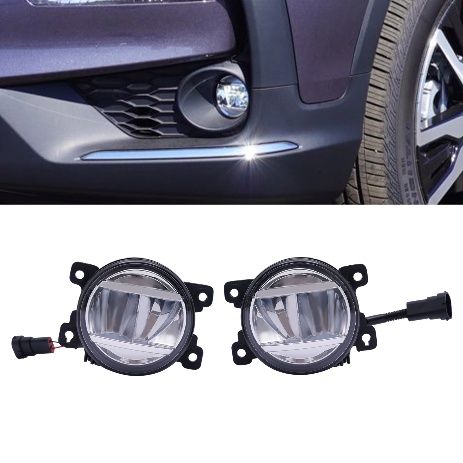 

Pair of Fog Light Durable LH + RH Front Fog Light LED Fog Lamp Set Fits For 2017-2021 Honda Pilot Passport Left & Right Side