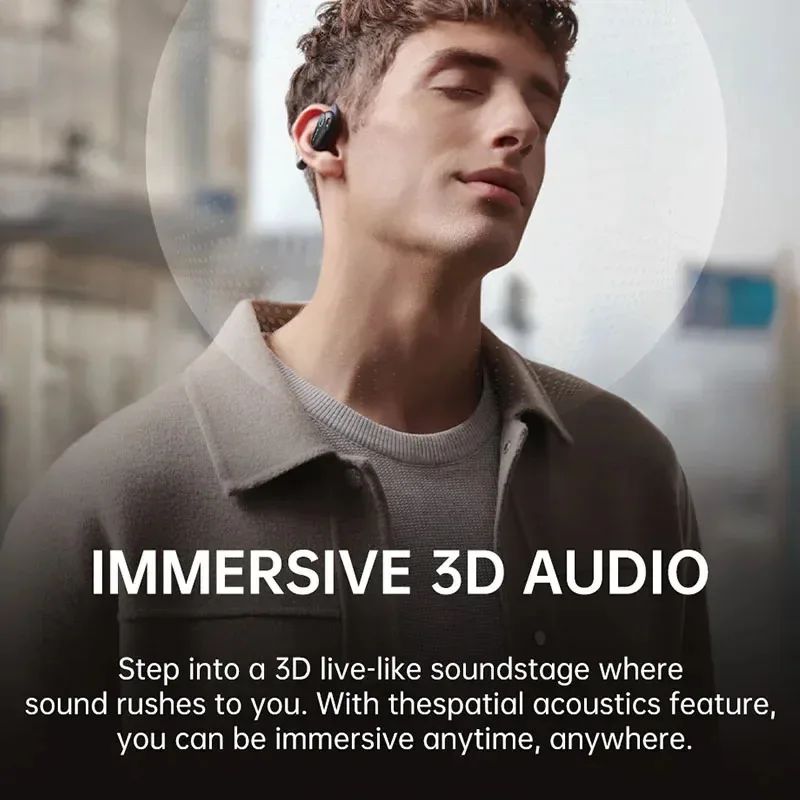 2026 Fit سماعات أذن رياضية لاسلكية مفتوحة الأذن بلوتوث 5.4 خطافات أذن كبيرة باس سماعات أذن رياضية وقت اللعب 60 ساعة