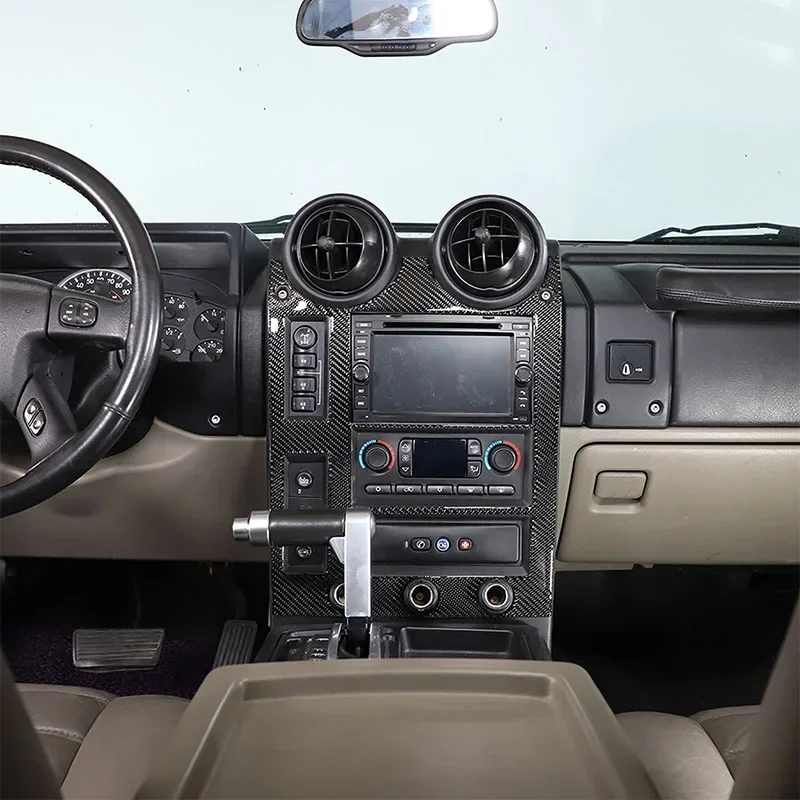 For Hummer H2 2003-2007 Soft Carbon Fiber Car Central Control Navigation Frame cover Trim Sticker Car Accessories