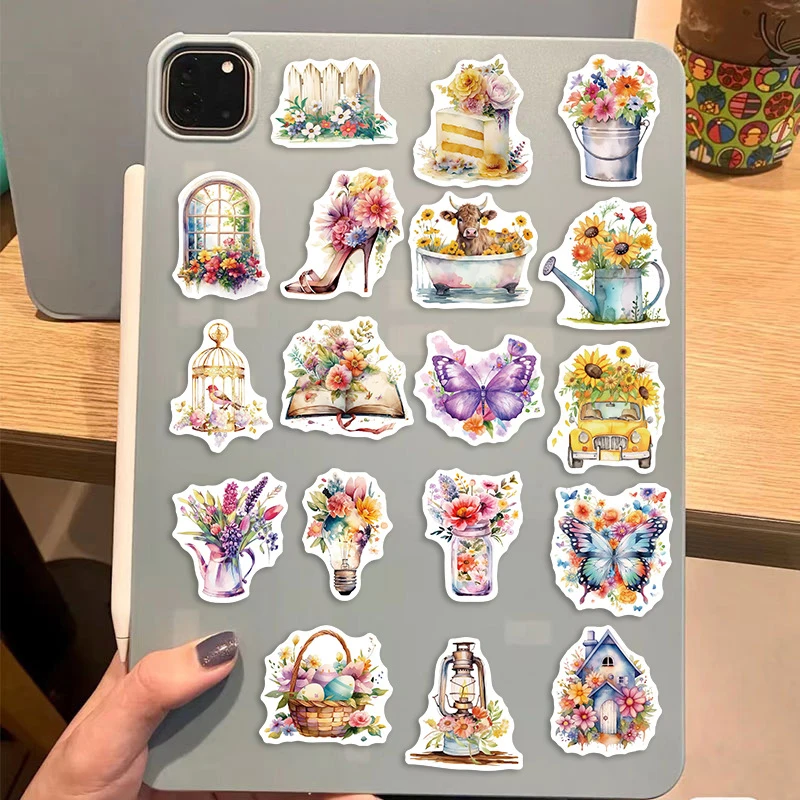50 قطعة ريترو زهرة جديدة العالم INS نمط الكتابة على الجدران ملصقات DIY بها بنفسك الجمالية دفتر كوب ماء الغيتار الحالات الهاتف الشارات اللعب هدية