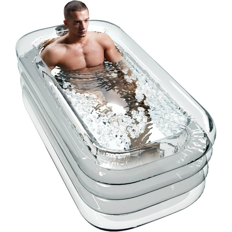 

Inflatable Ice Bath Tub XL Clear See Through Portable Cold Plunge Tub for Athletes Therapy Indoor Outdoor Use