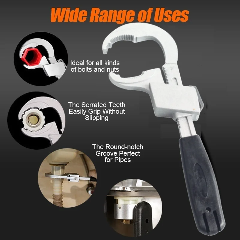 Universal Adjustable Double-ended Wrench Multifunctional Bath Wrench  Aluminium Alloy Open End Spanner Bathroom Repair Hand Tool