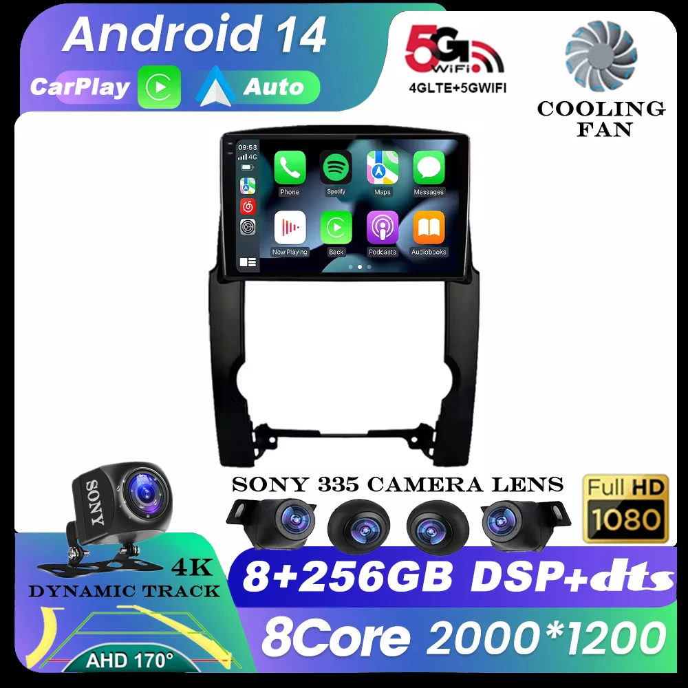 

Android 14 Auto Carplay для KIA Sorento 2 XM Sedan 2009-2012 Автомобильный радиоприемник Мультимедийный стерео видеоплеер GPS-навигация 4G WIFI