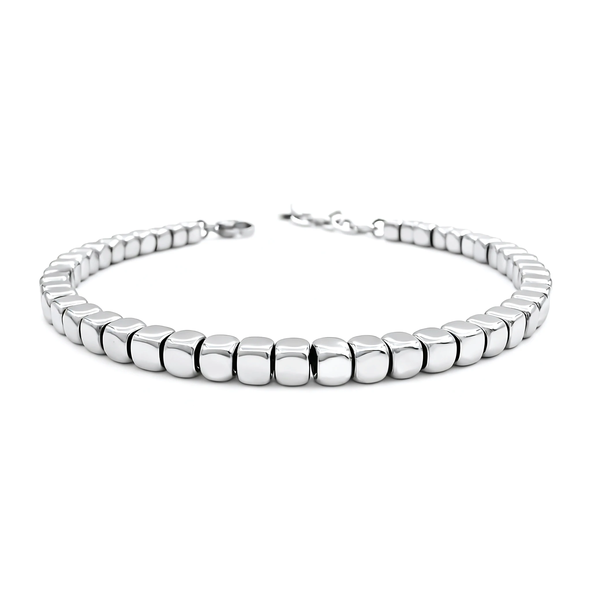 

Runda Men's Stainless Steel Bracelet 5mm Adjustable Chain Size 22cm Fashion Handmade Beads Link Chain for Men