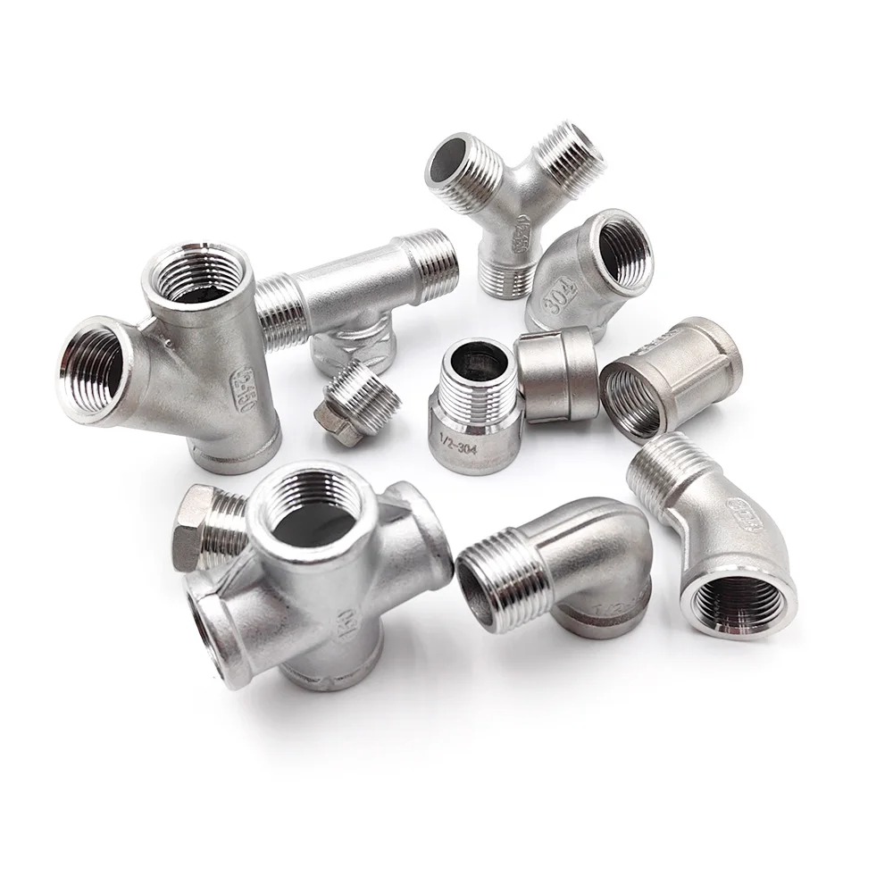 

1/4" to 2" BSP 304 Stainless Steel Pipe Fitting, 4-Way 3-Way Tee Elbow Reducer Adapter, Connector for Home Plumbing Garden Water