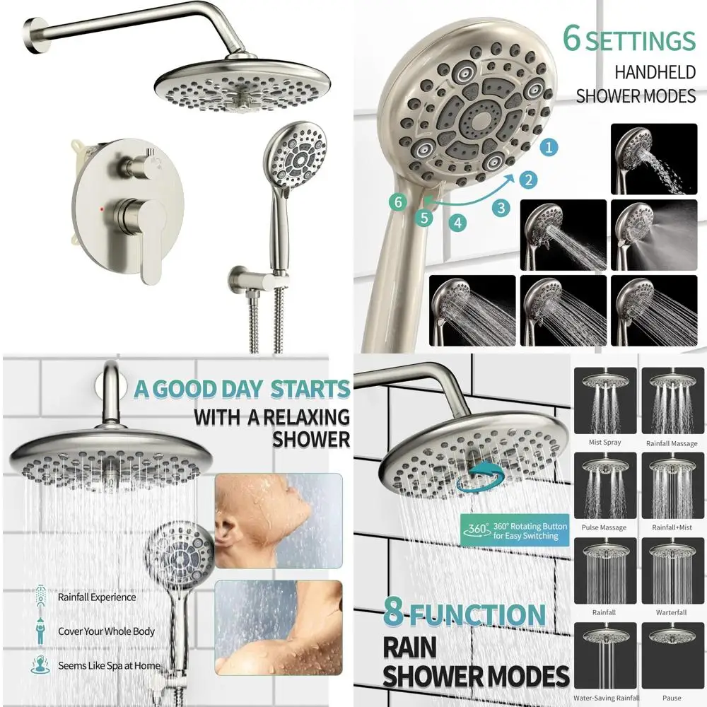 

10-дюймовая многофункциональная душевая система высокого давления с ручной душевой насадкой и клапаном в комплекте