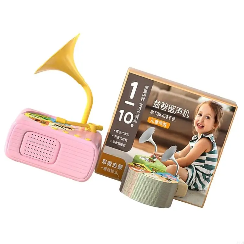 Interactieve peuter phonograaf muziekspeler speelgoed met 96 leerkaarten vroege educatieve verhalen vertellen machine leuk a2ub