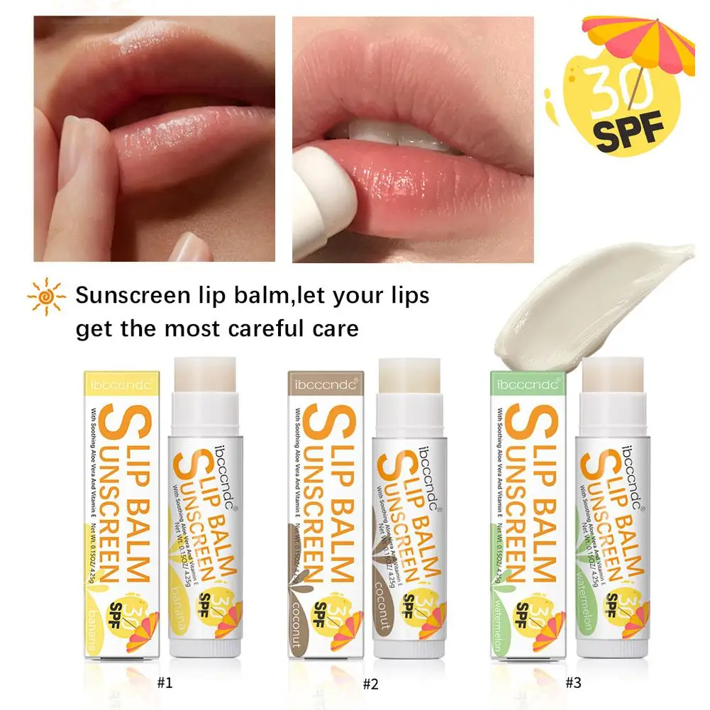 1 Piece Sunscreen Lip Balm SPF 30 UVA Protection Lips Moisturizer Colorless Banana Lipstick Sun Coconut Watermelon M6J2 Car O9I4