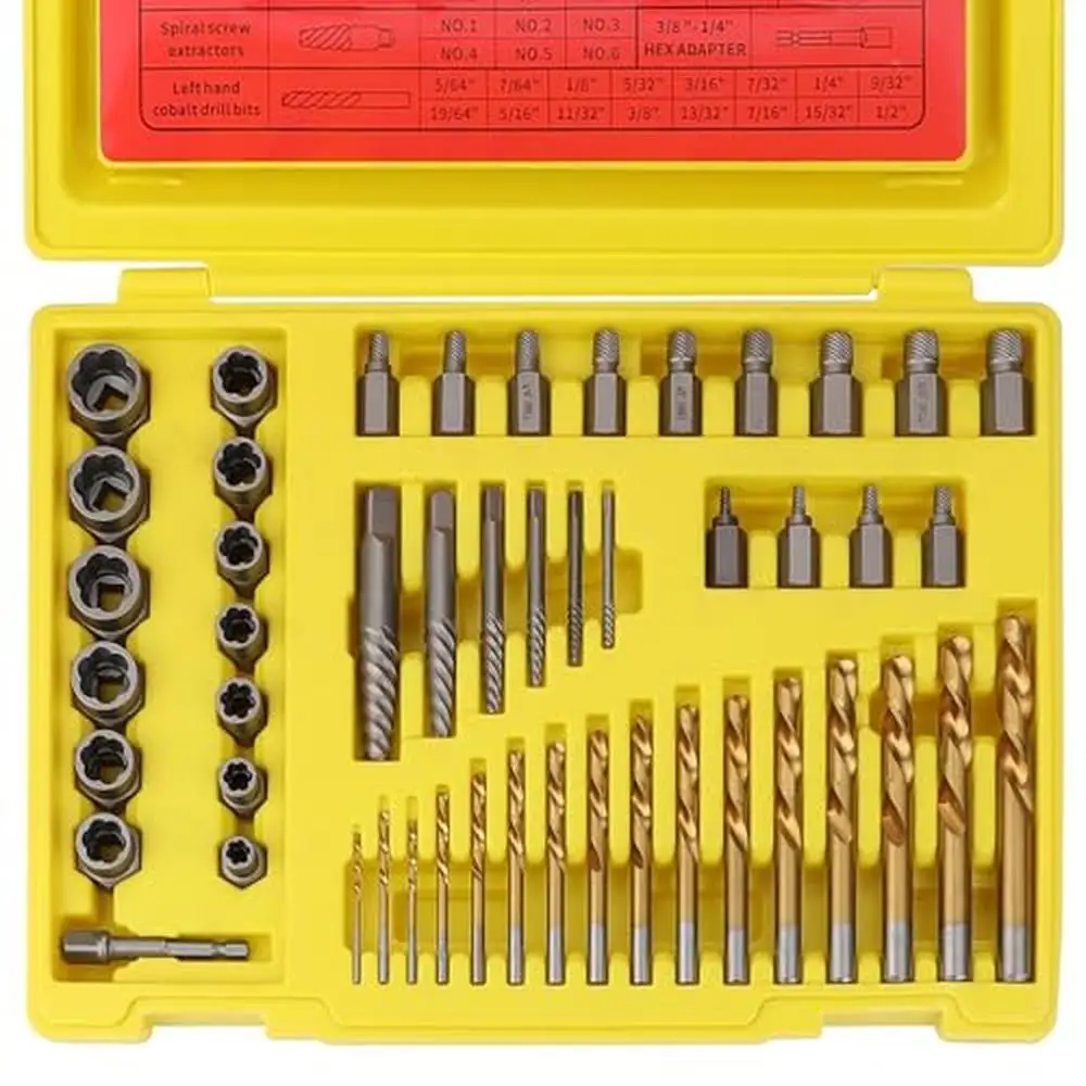 49-Piece Bolt Screw Extractor Left Hand Cobalt Drill Bit Set Easy Out Tool Kit