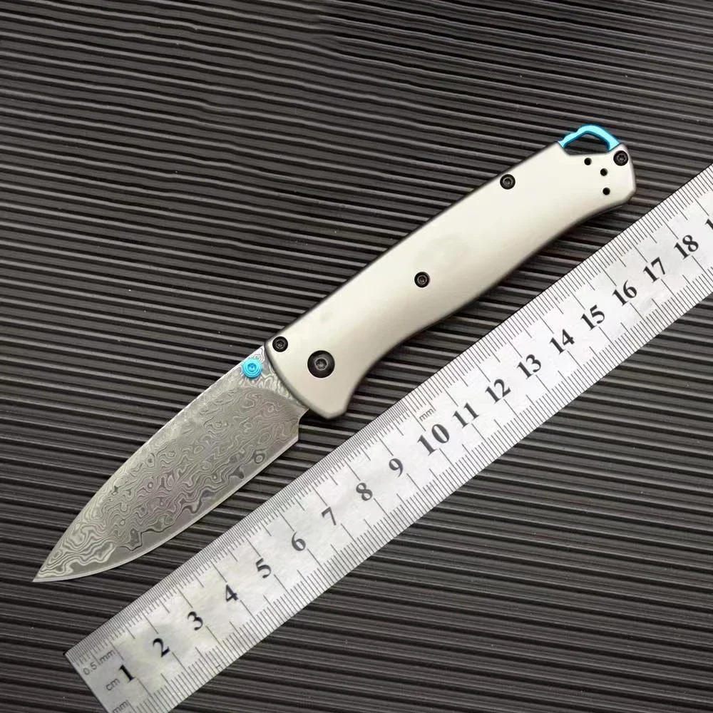 

Damascus Steel Blade BM 535 Bugout Tactical Folding Knife Titanium Alloy Handle Outdoor Camping Survival Pocket Knives