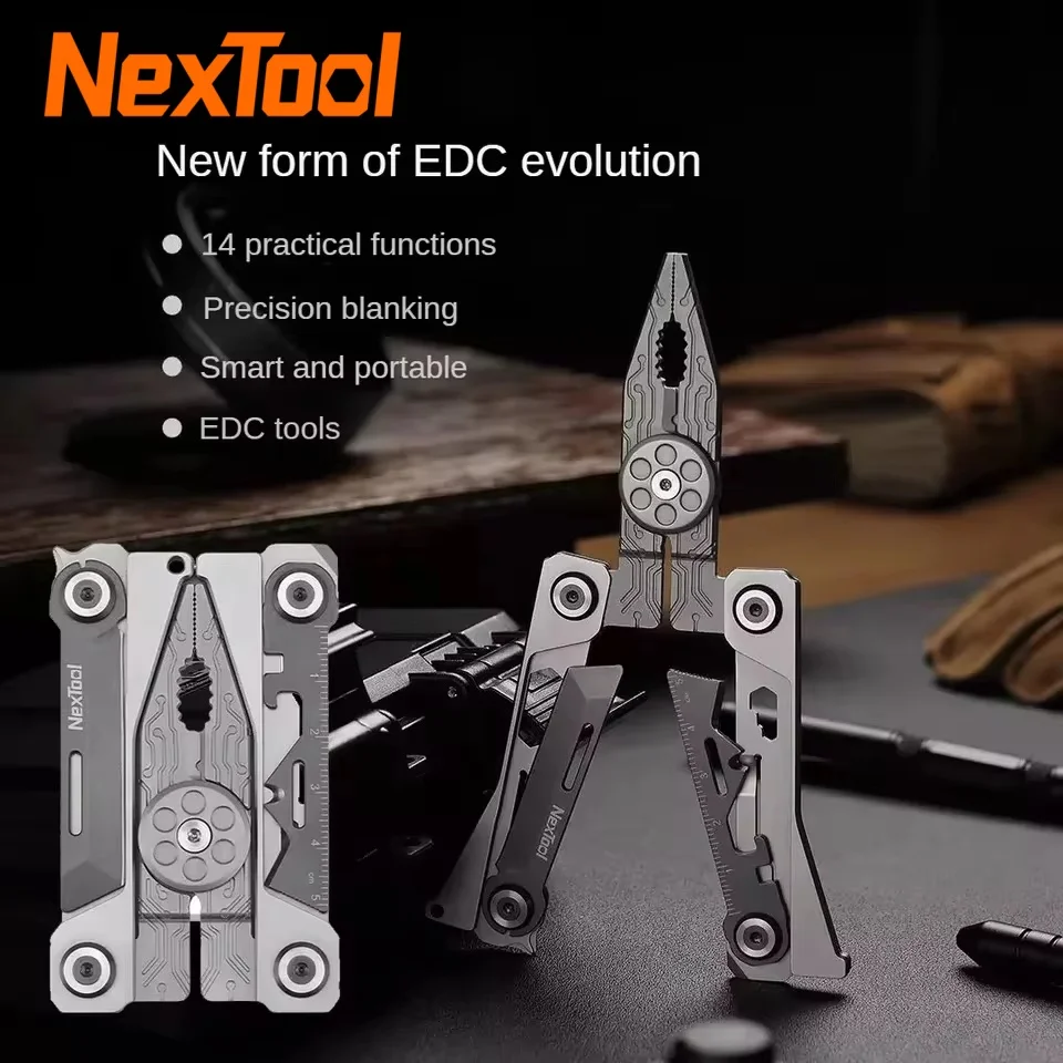 Nextool 14 in 1 lama d'argento strumento EDC pinze multifunzione portatili multiutensile cacciavite chiave pinze coltello con borsa in pelle