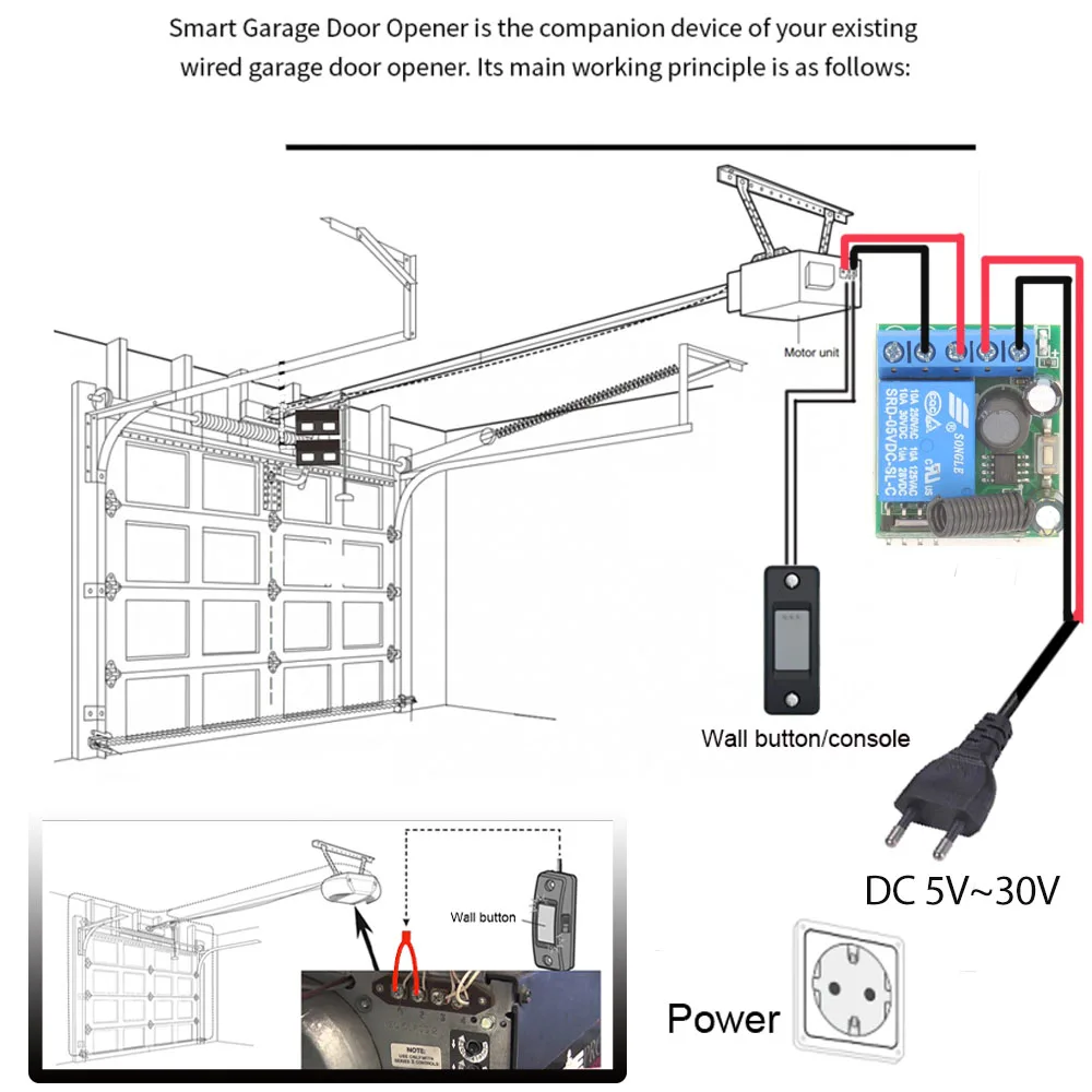 433mhz Wireless Switch Universal Remote Control RF Relay Receiver DC 6V 12V 24V 30V and Transmitter for Led Garage Door Opener